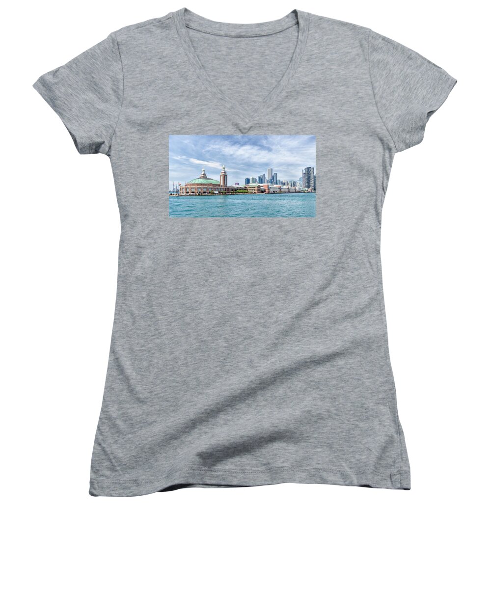 Illinois Women's V-Neck featuring the photograph Navy Pier - Chicago by Alan Toepfer
