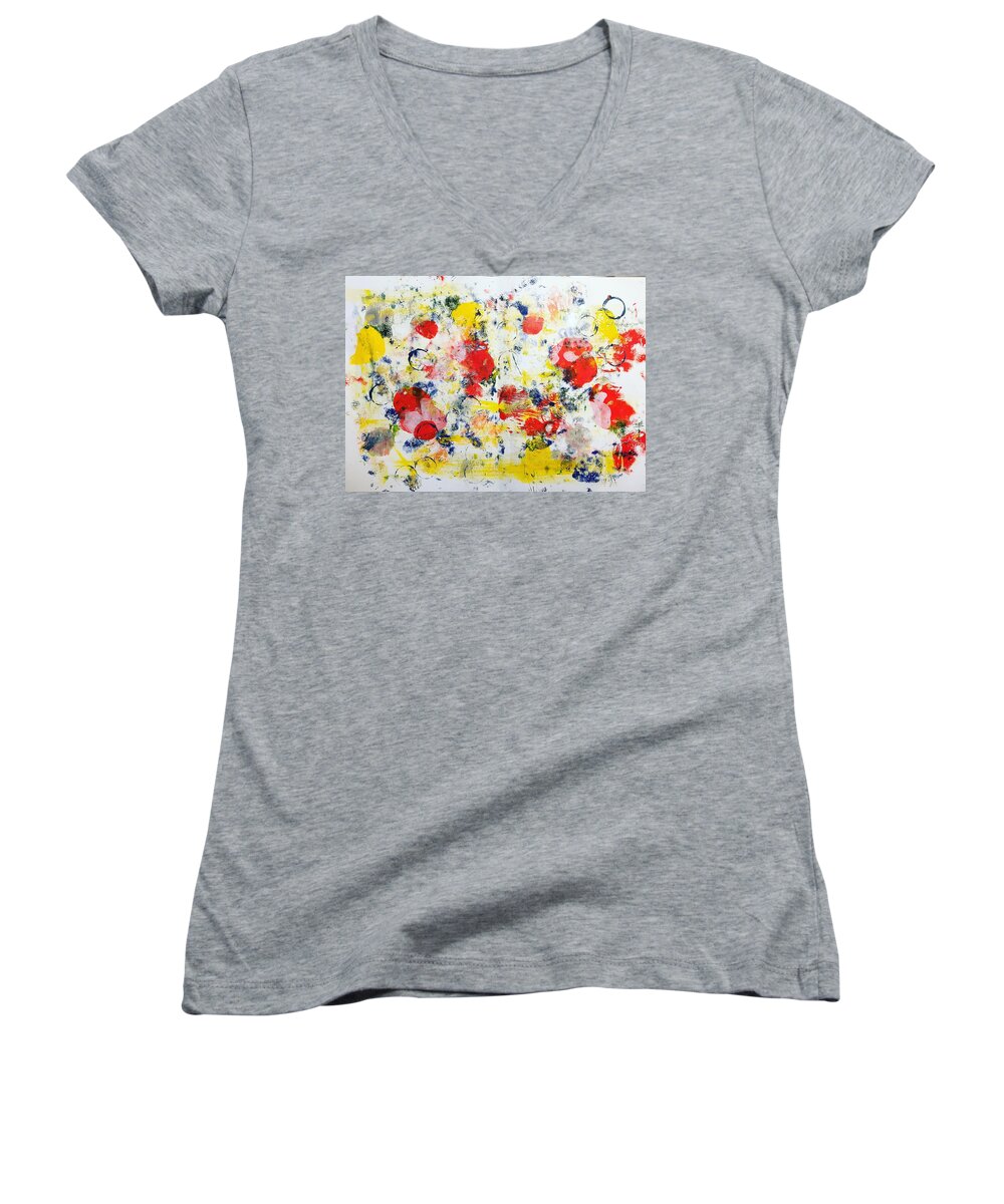 Abstract Women's V-Neck featuring the painting New haven no 2 by Marita Esteva
