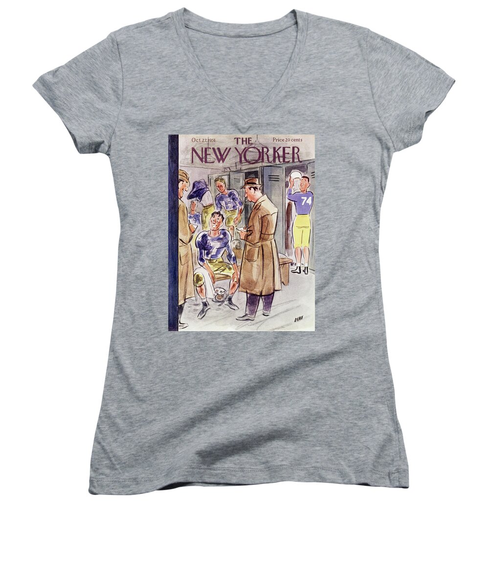 Reporter Women's V-Neck featuring the painting New Yorker October 27 1951 by Leonard Dove