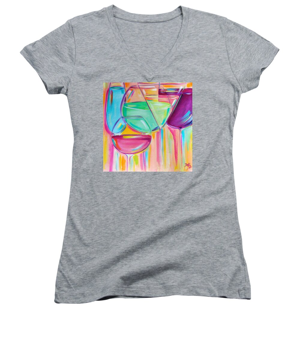 Nice Stems Women's V-Neck featuring the painting Nice Stems by Debi Starr