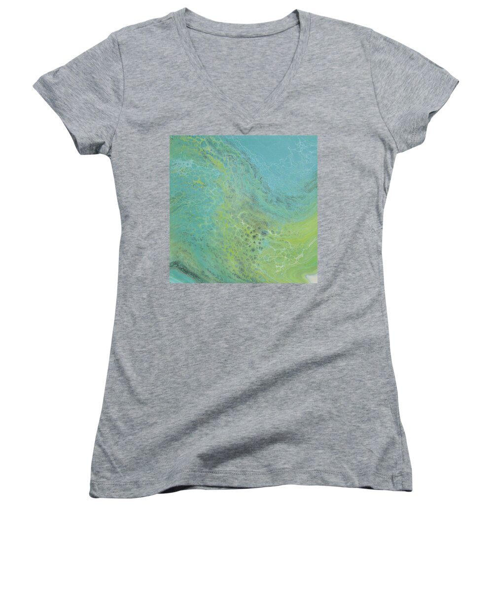 Abstract Women's V-Neck featuring the painting Niya II by Joanne Grant