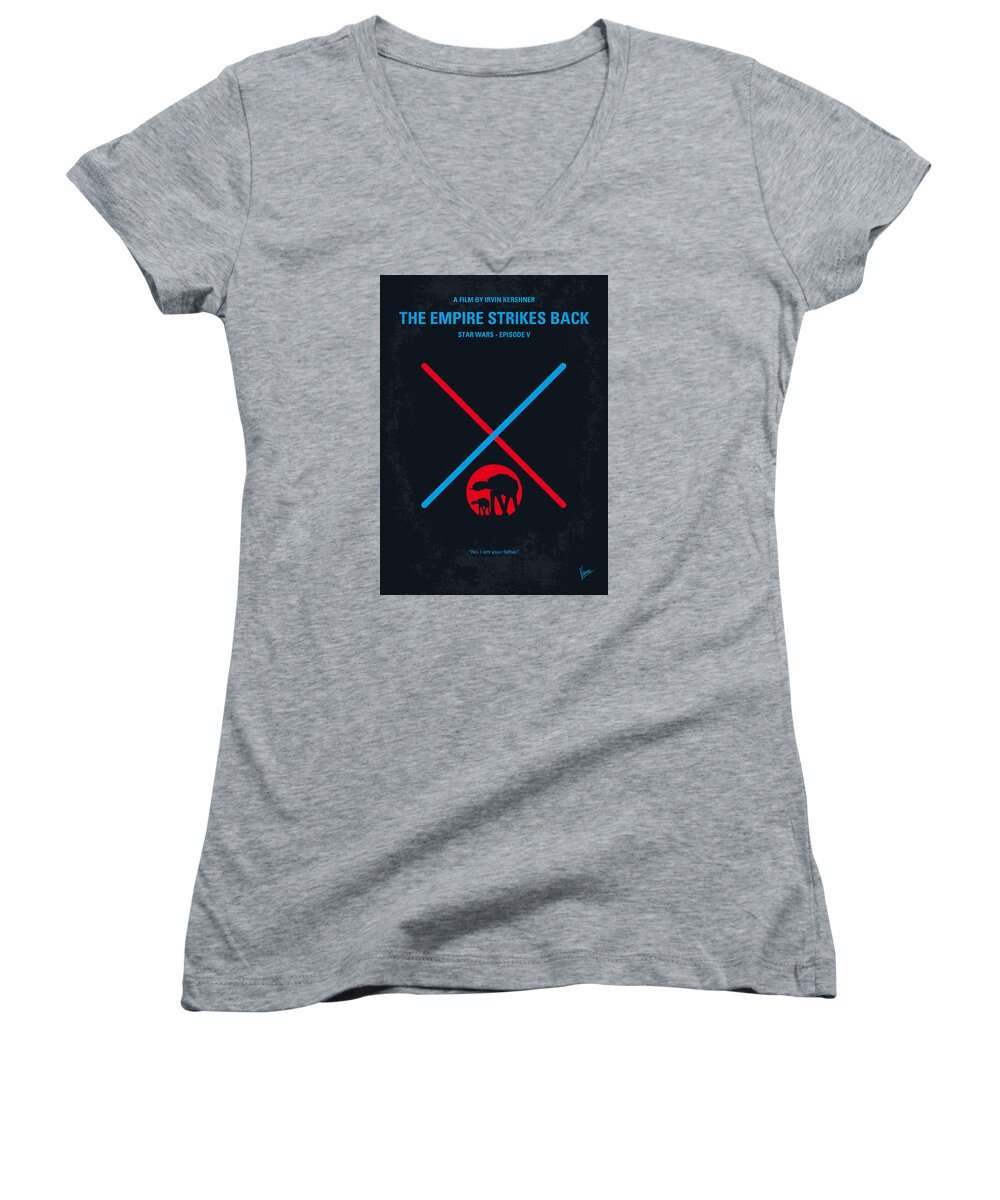 The Empire Strikes Back Women's V-Neck featuring the digital art No155 My STAR WARS Episode V The Empire Strikes Back minimal movie poster by Chungkong Art