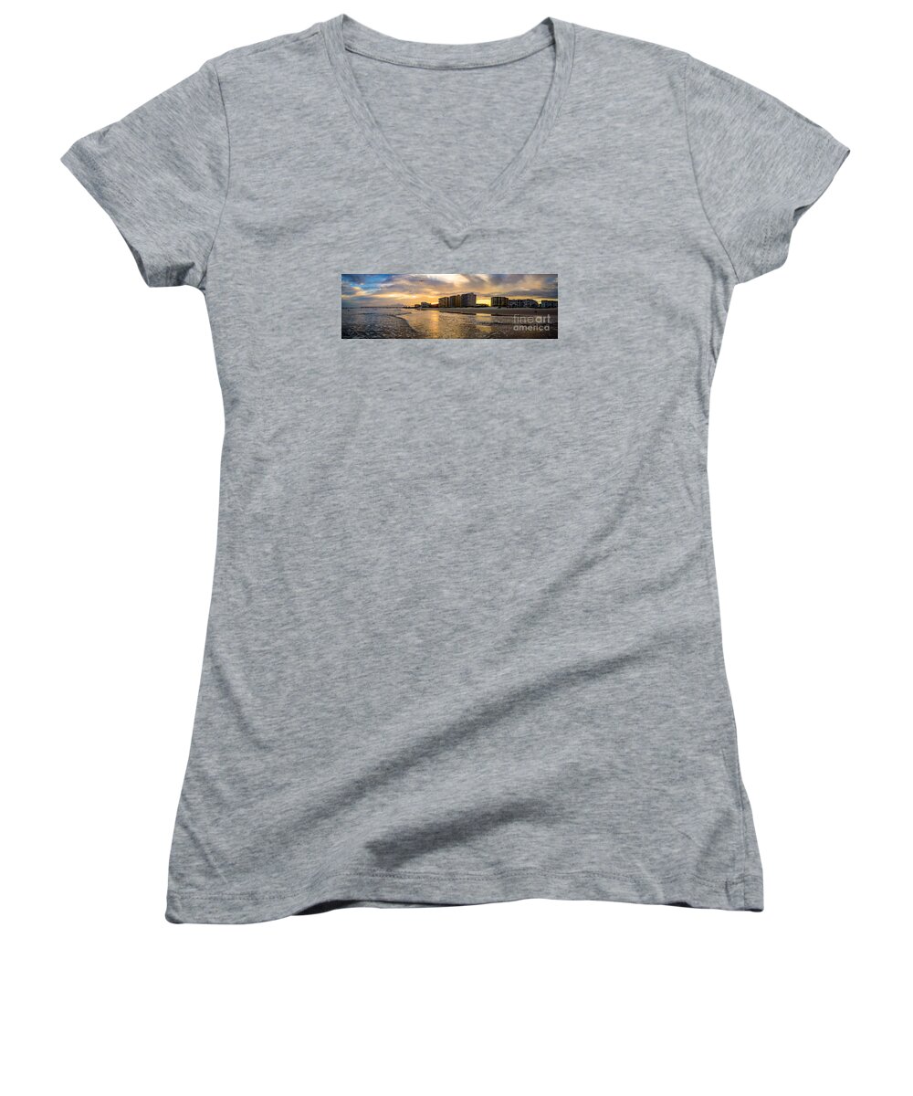 Sunset Women's V-Neck featuring the photograph North Myrtle Beach Sunset by David Smith
