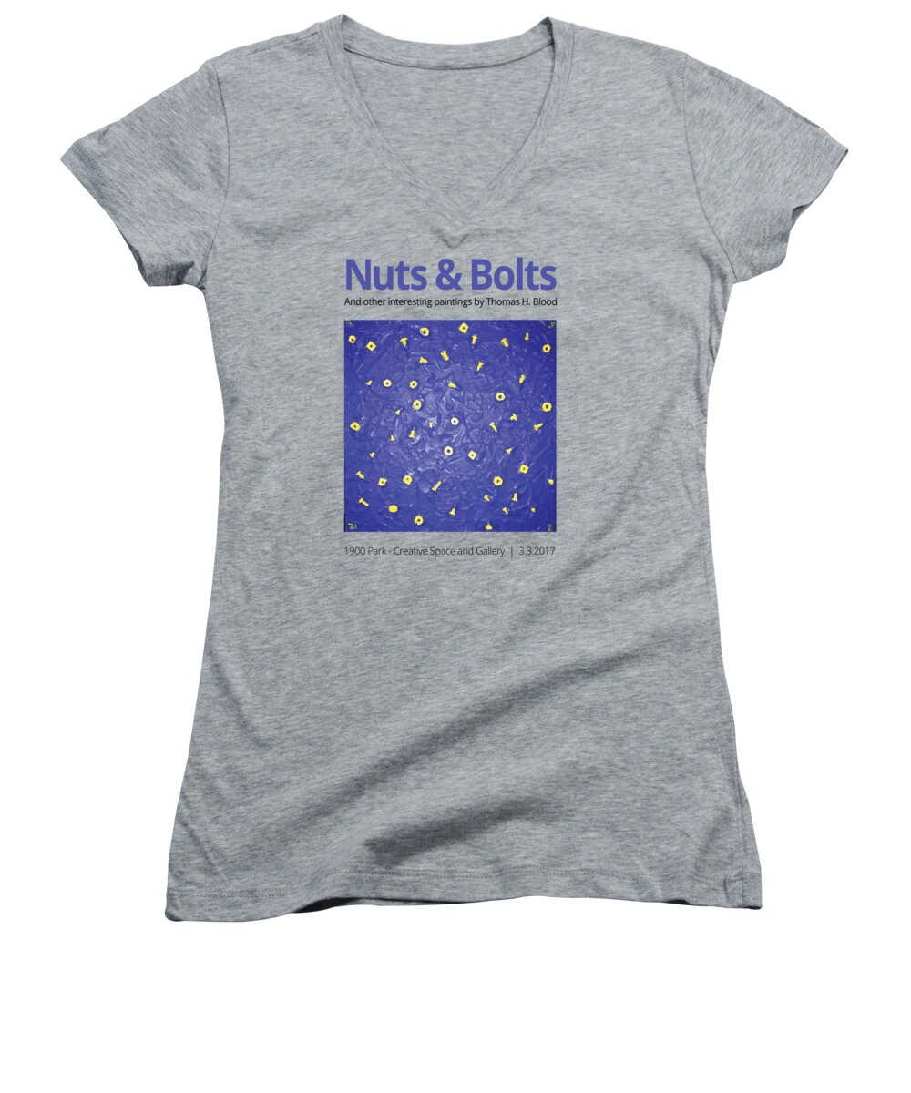 Nuts & Bolts Tshirt Women's V-Neck featuring the painting Nuts and Bolts t-shirt by Thomas Blood