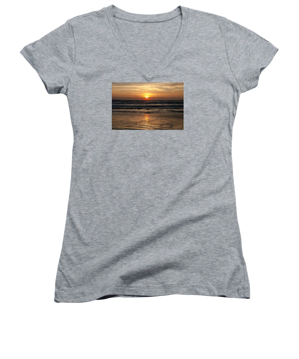 Ocean Women's V-Neck featuring the photograph Ocean Sunrise by Brian Kinney