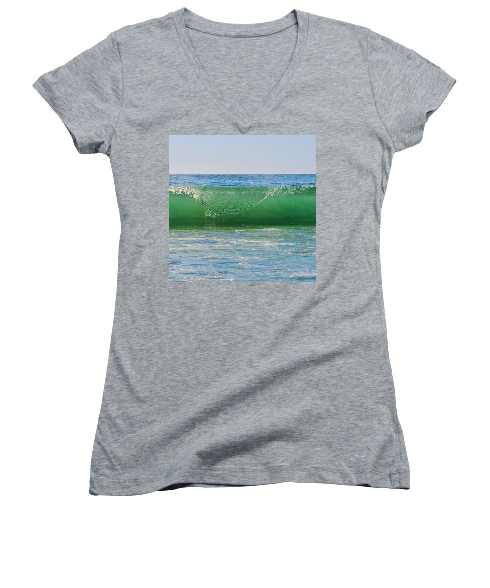 Ocean Wave Women's V-Neck featuring the photograph Ocean Wave by Marianna Mills