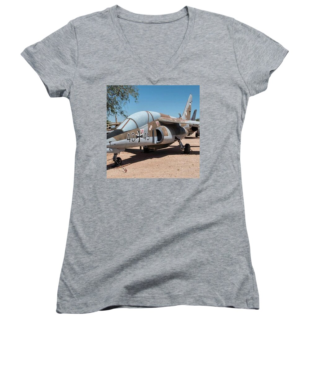 Fly Women's V-Neck featuring the photograph Old Airplane Pima Air And Space Museum by Michael Moriarty