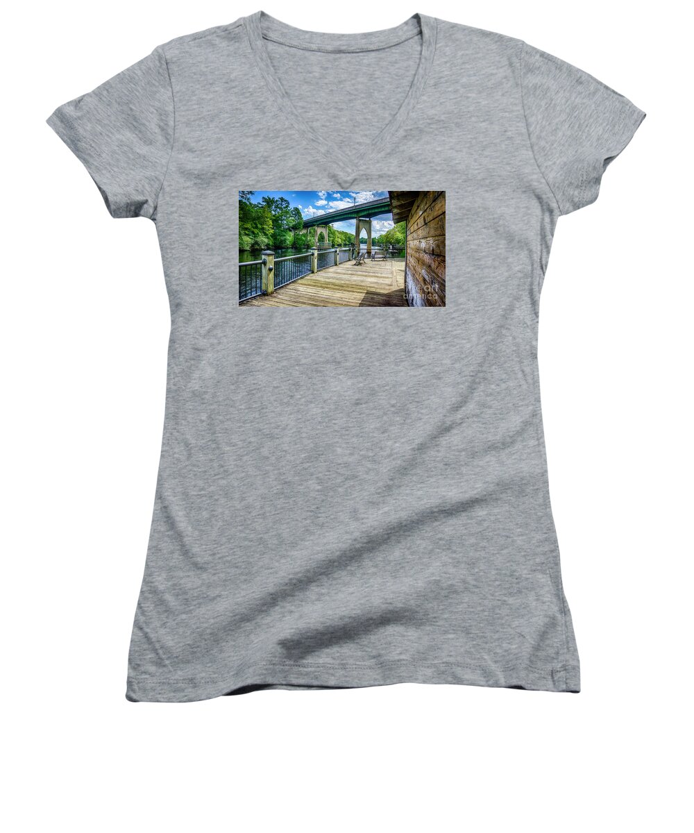 Conway Women's V-Neck featuring the photograph Old Conway Bridge by David Smith