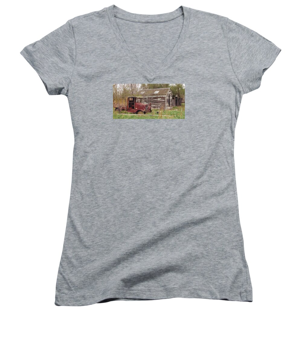 Pickup Women's V-Neck featuring the photograph Old Ford Pickup by Grant Groberg