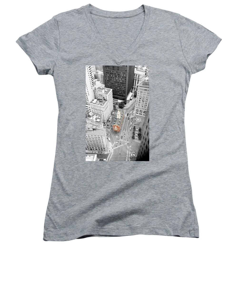 Boston Women's V-Neck featuring the photograph Old State House by Greg Fortier