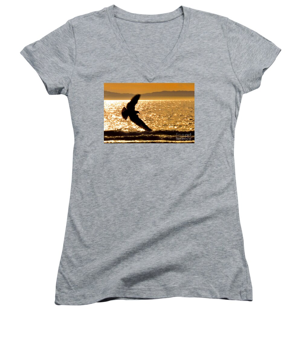Bird Women's V-Neck featuring the photograph On the Move by Mark Madere