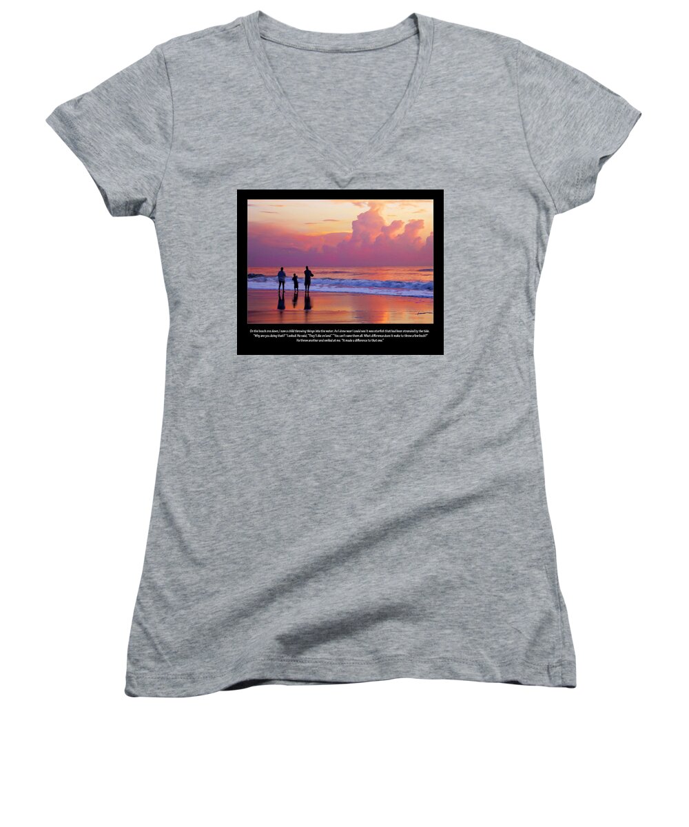 Sunrise Women's V-Neck featuring the digital art One Saved by Frances Miller