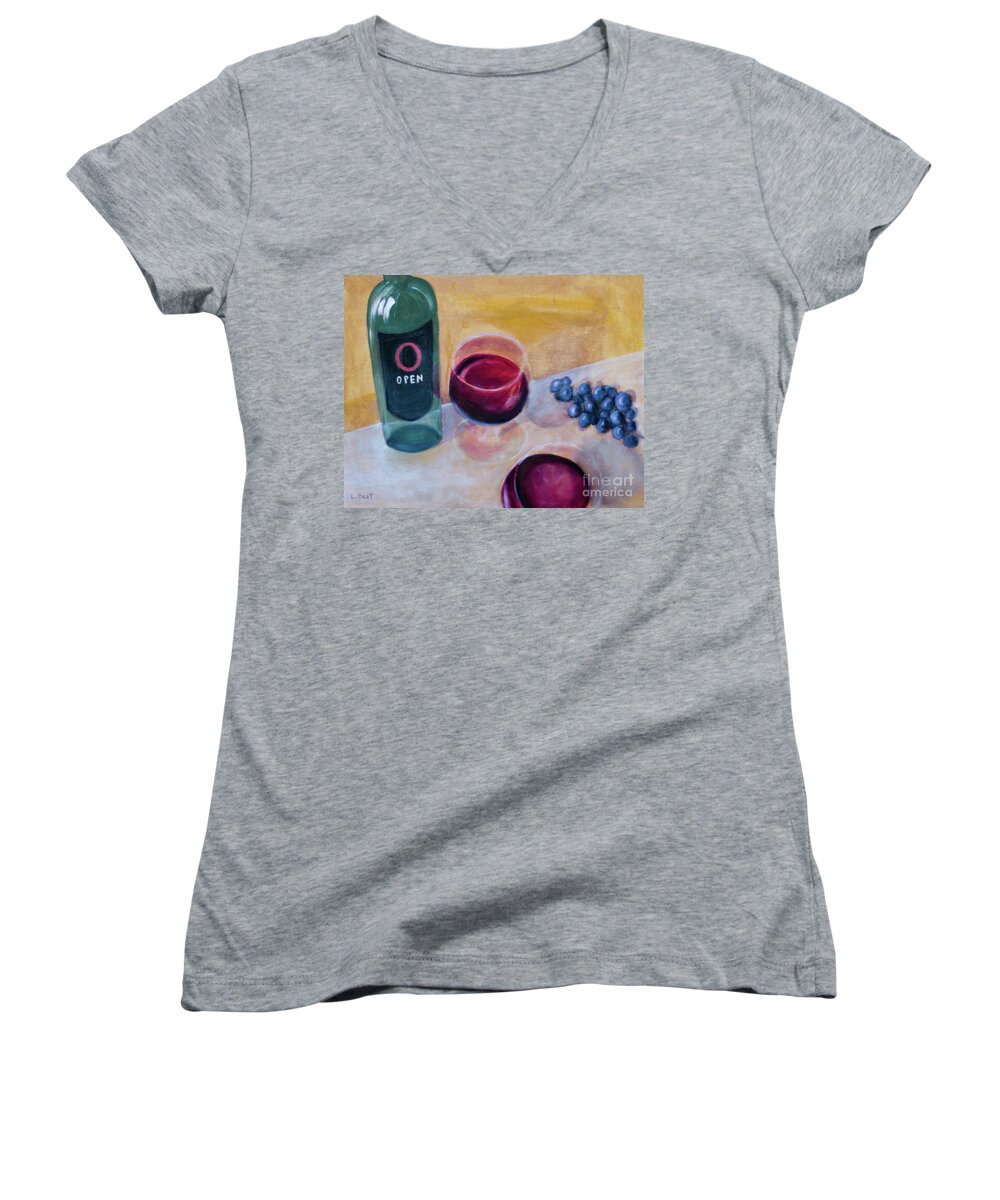Open Women's V-Neck featuring the painting Open by Laurel Best