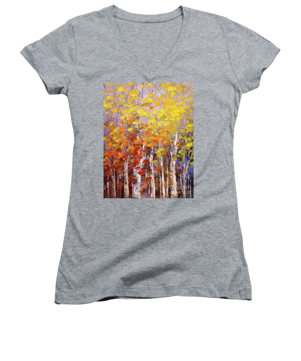 Forest Women's V-Neck featuring the painting Operation October by Tatiana Iliina