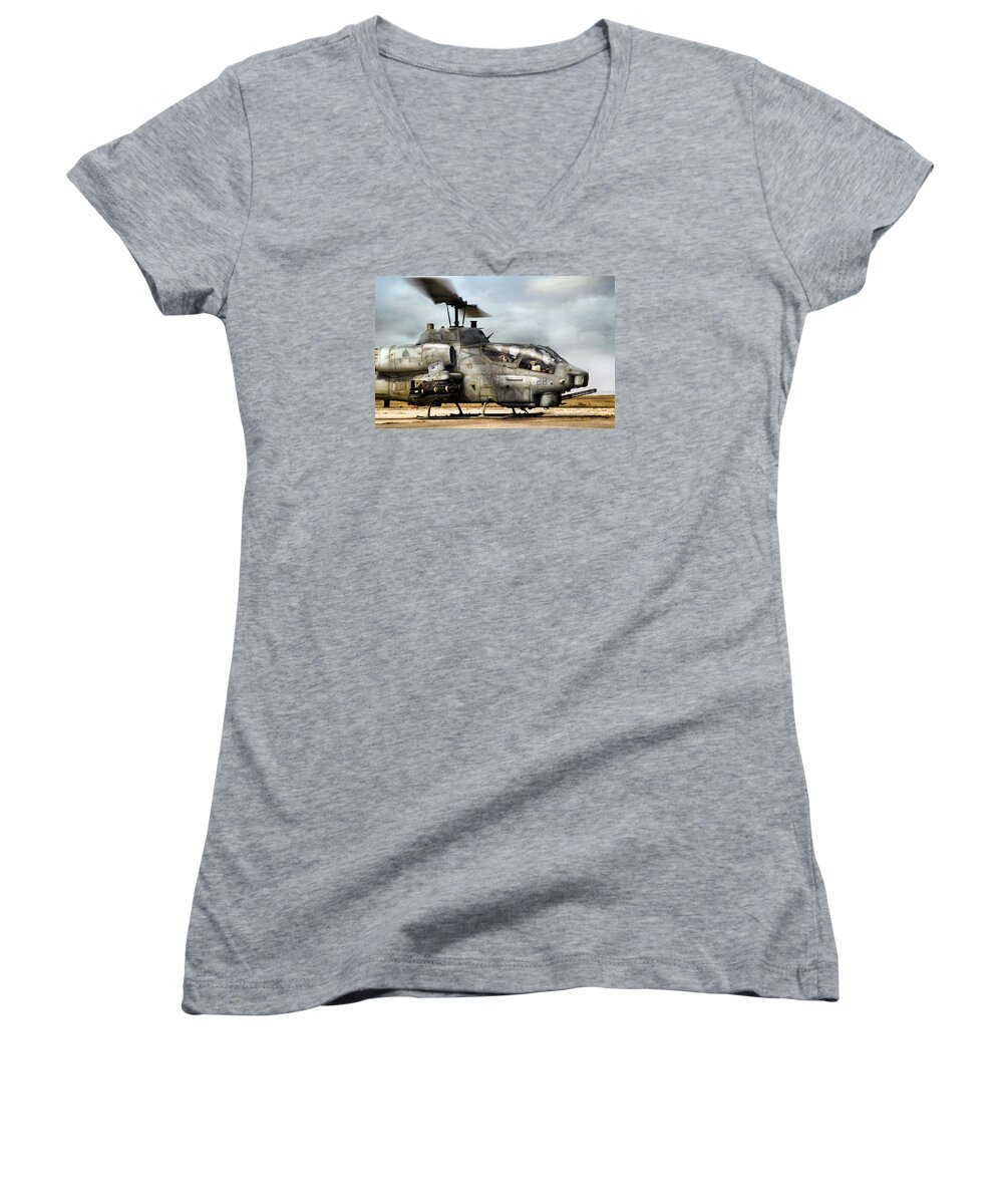 Aviation Women's V-Neck featuring the digital art Ophidiophobia by Peter Chilelli