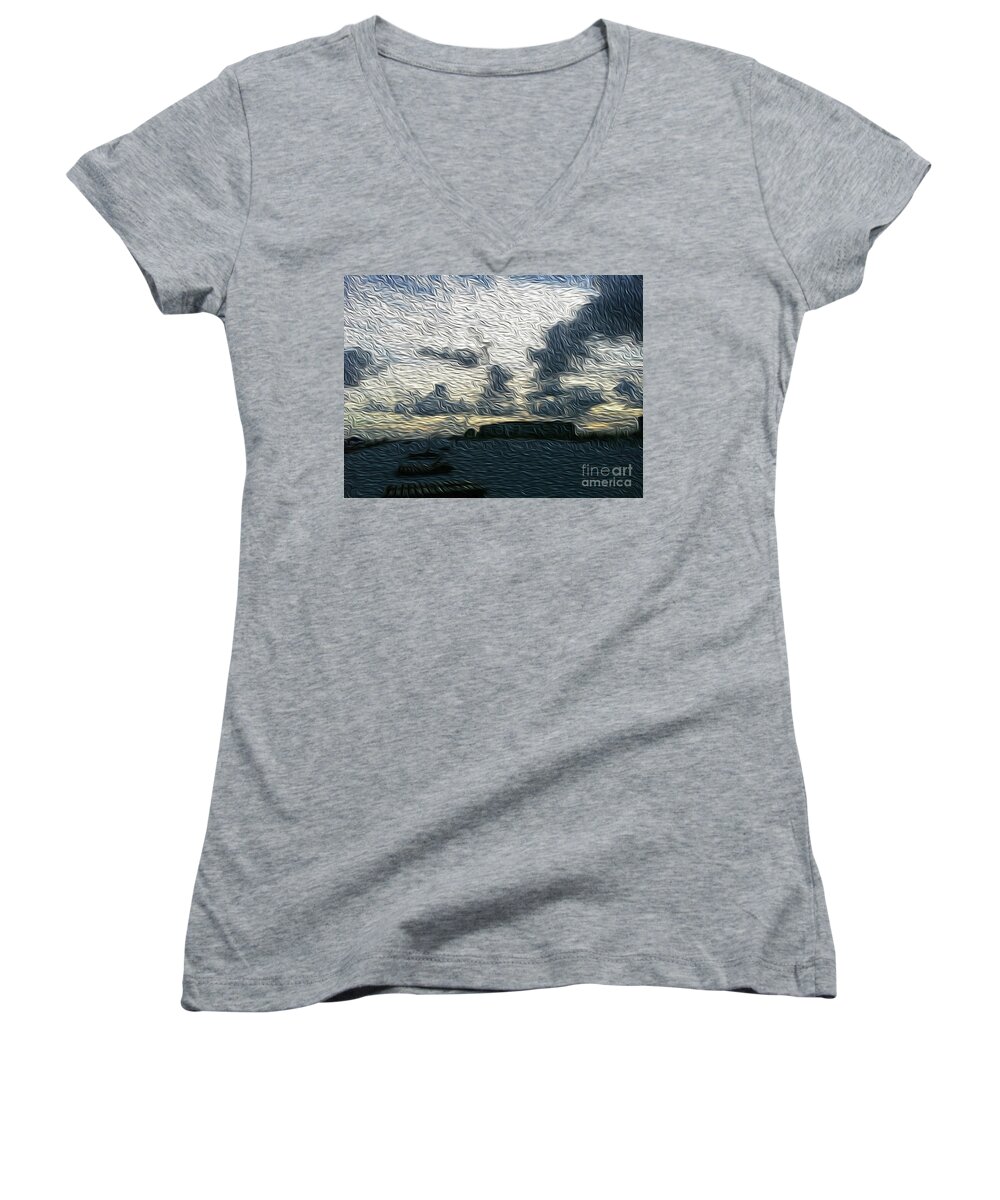 Orange Beach Women's V-Neck featuring the digital art Orange Beach Alabama by Francelle Theriot