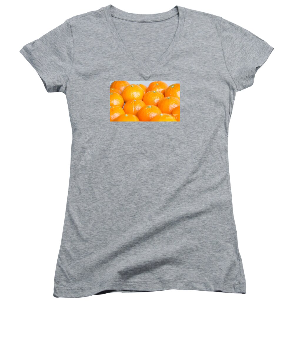 Green Women's V-Neck featuring the photograph Oranges by Andrea Anderegg