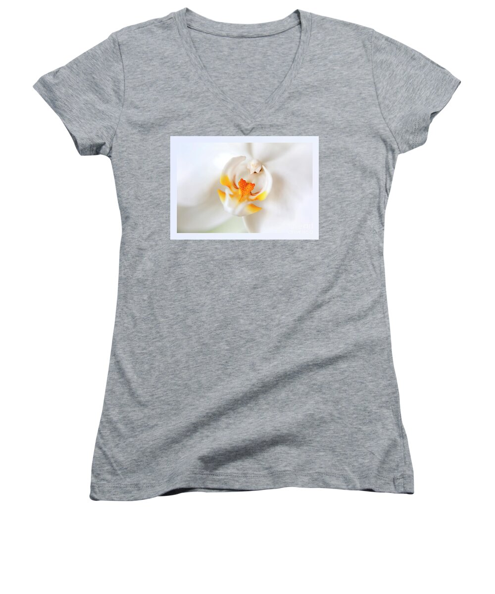 Orchid Women's V-Neck featuring the photograph Orchid Detail by Ariadna De Raadt