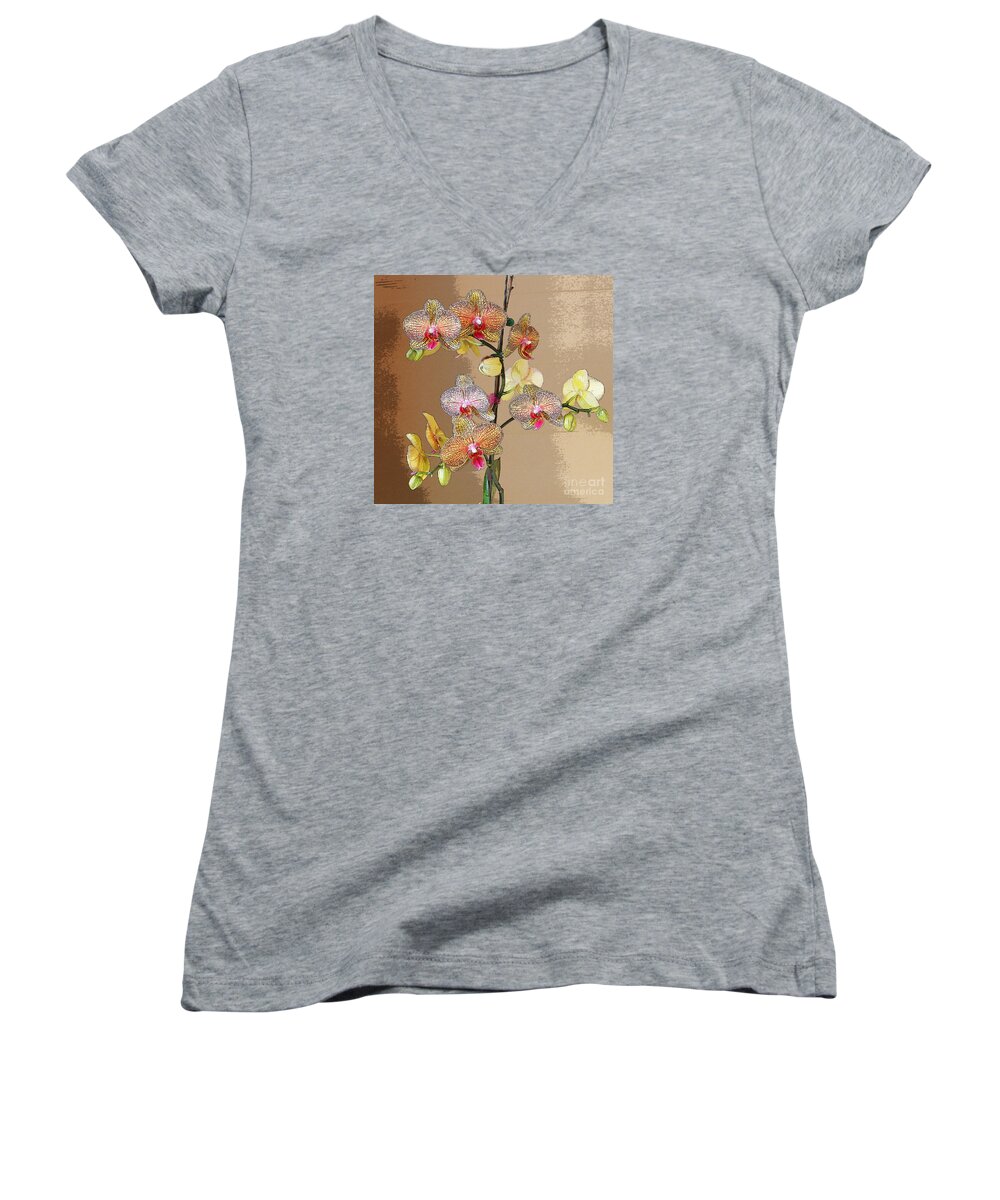 Orchid Women's V-Neck featuring the photograph Orchid Love by Jeanette French