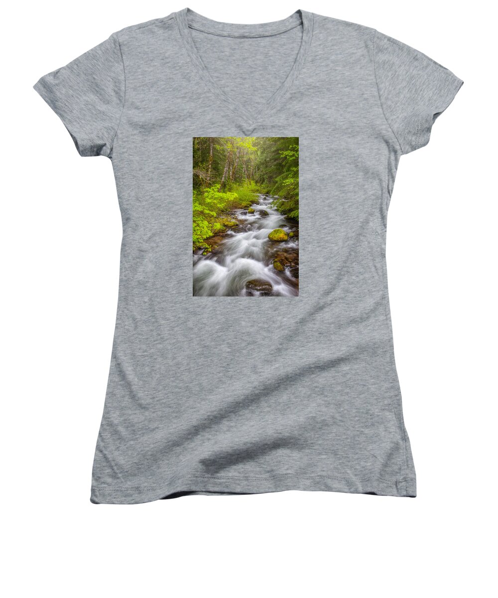 Oregon Women's V-Neck featuring the photograph Oregon Creek by Darren White
