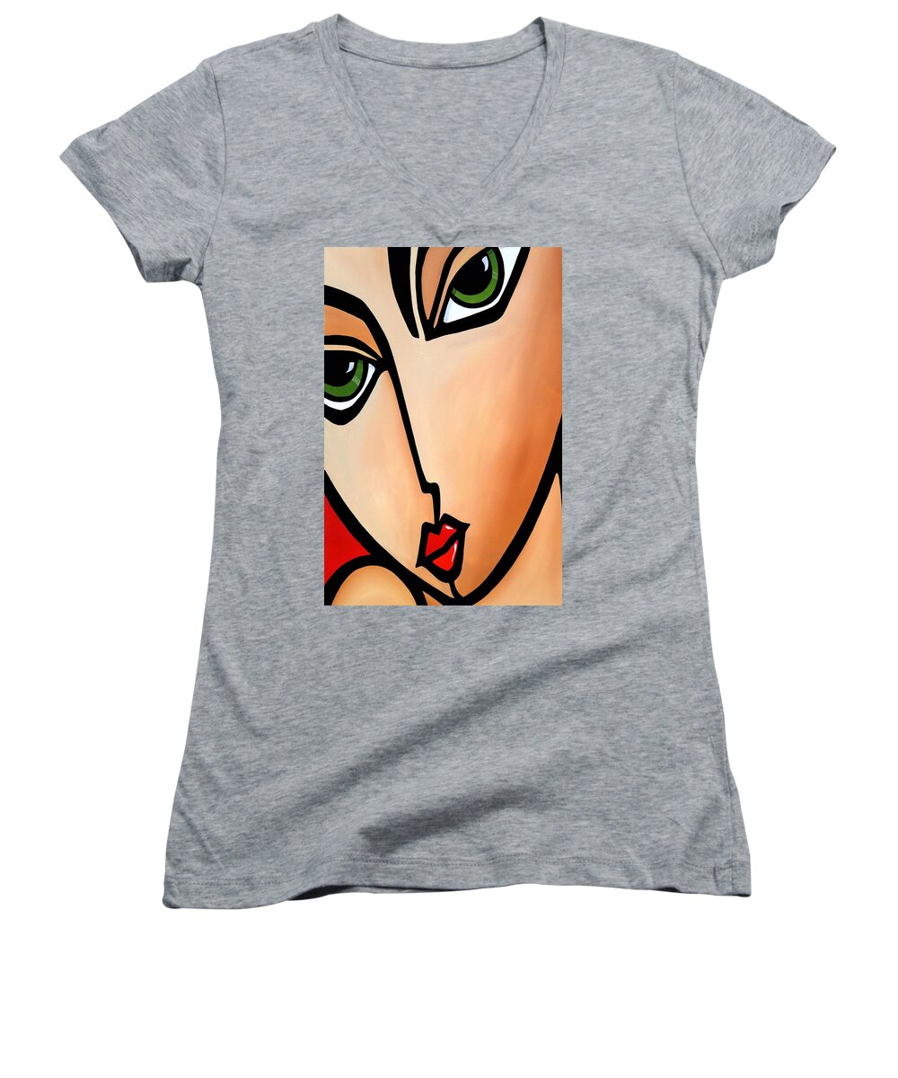 Fidostudio Women's V-Neck featuring the painting Origins by Tom Fedro