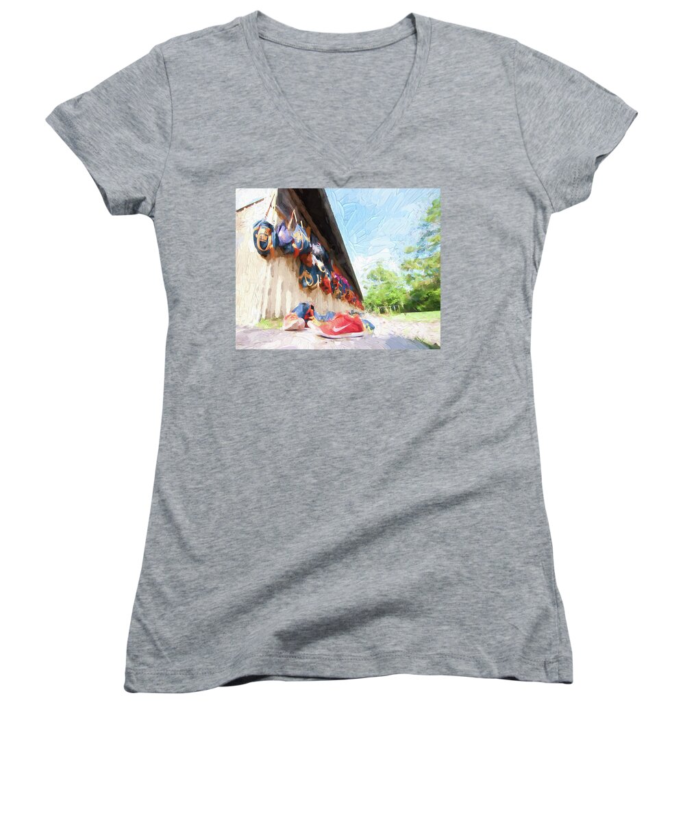 Crew Women's V-Neck featuring the photograph Orlando Area Rowing Society by Pete Rems
