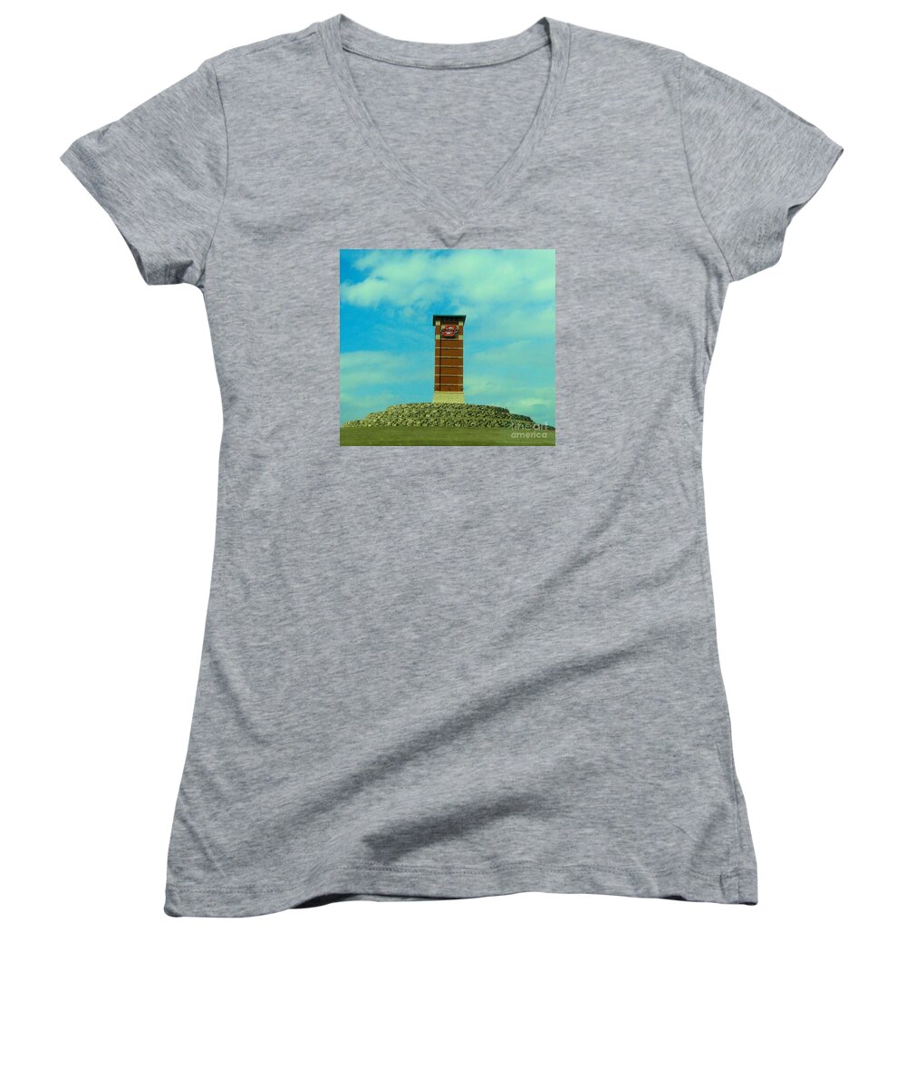 Osu Women's V-Neck featuring the photograph Oklahoma State University Gateway to OSU Tulsa Campus by Janette Boyd