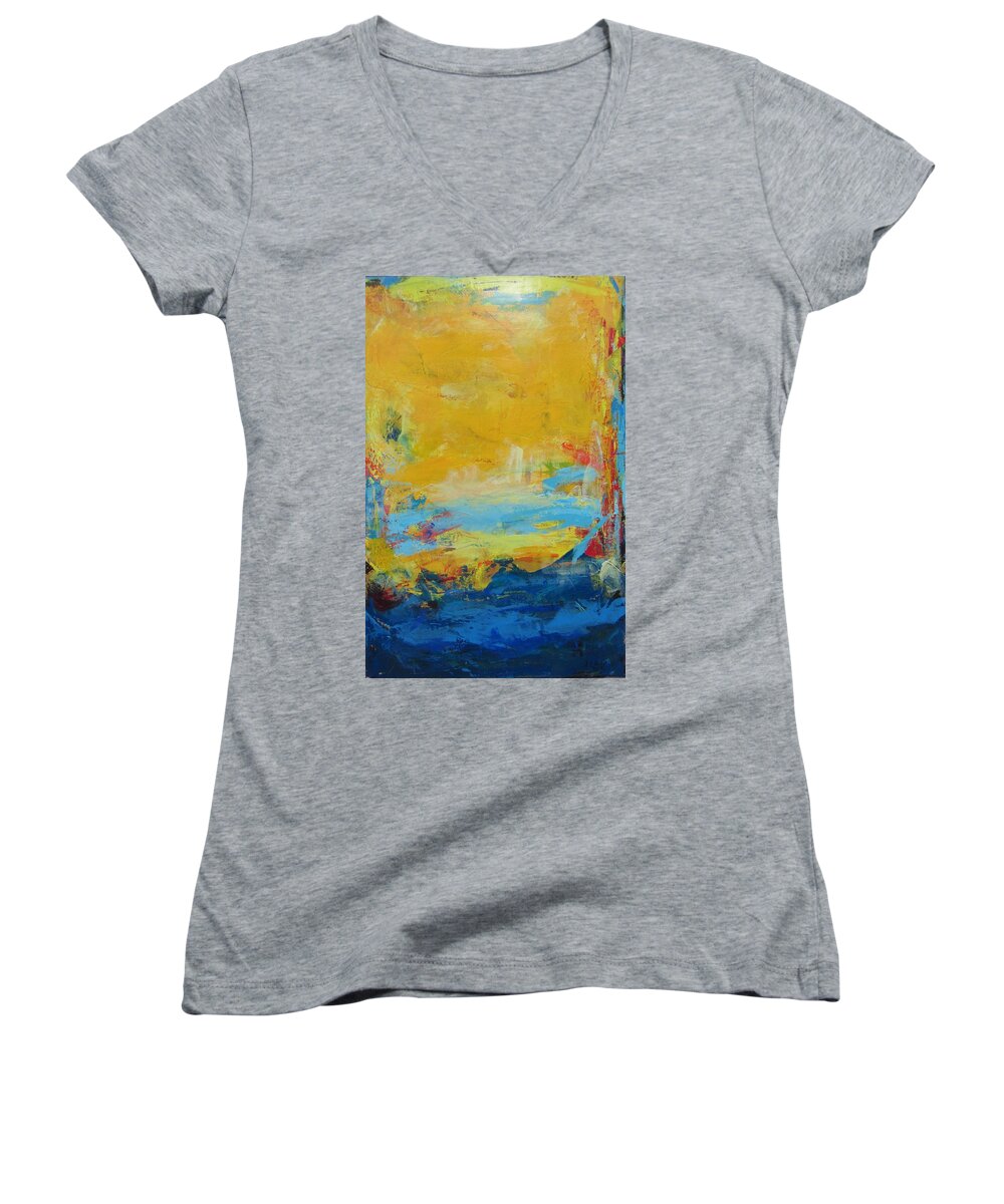 Art Women's V-Neck featuring the painting Oui by Francine Ethier
