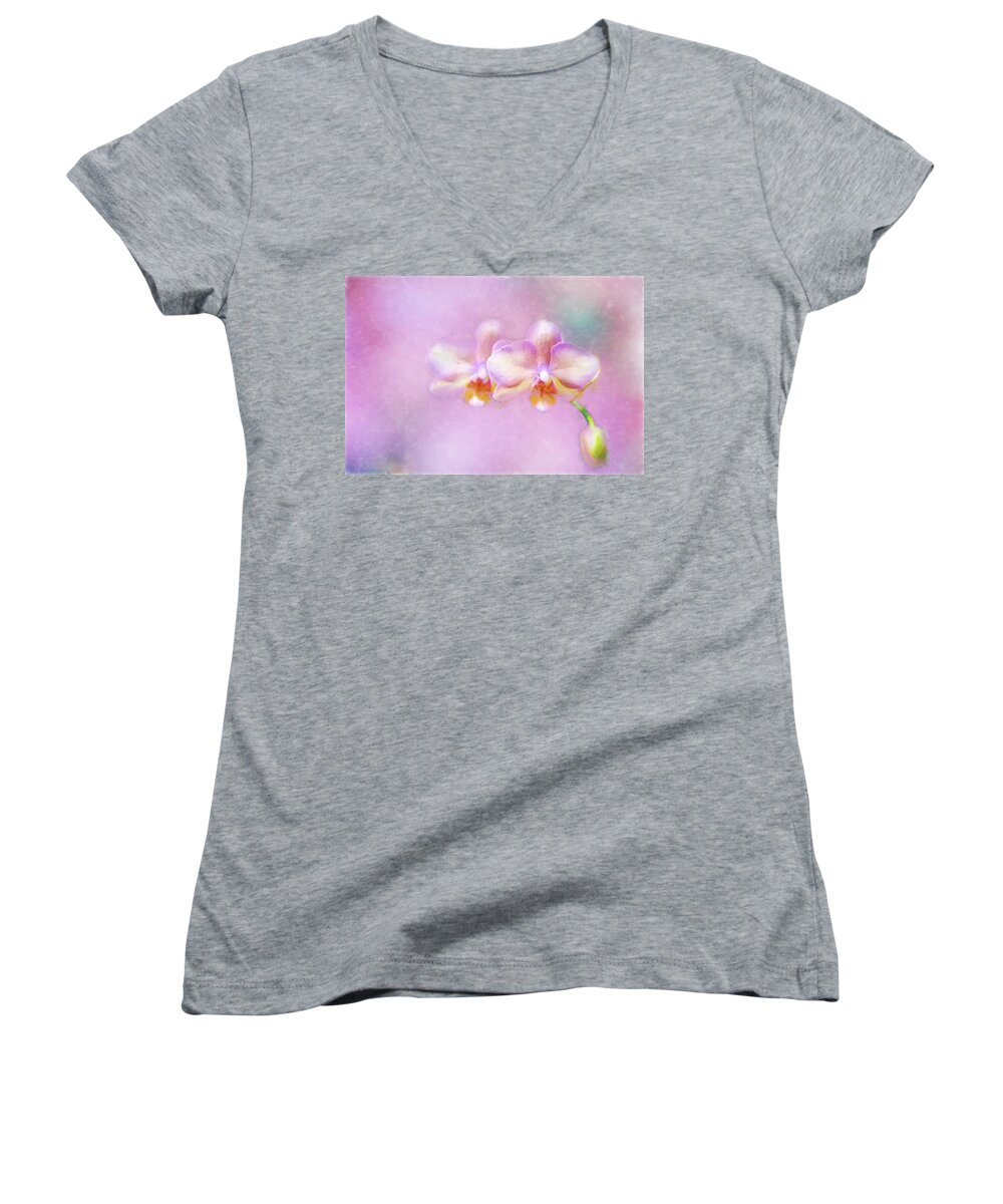 Flower Women's V-Neck featuring the painting Out of the Mist by Ches Black