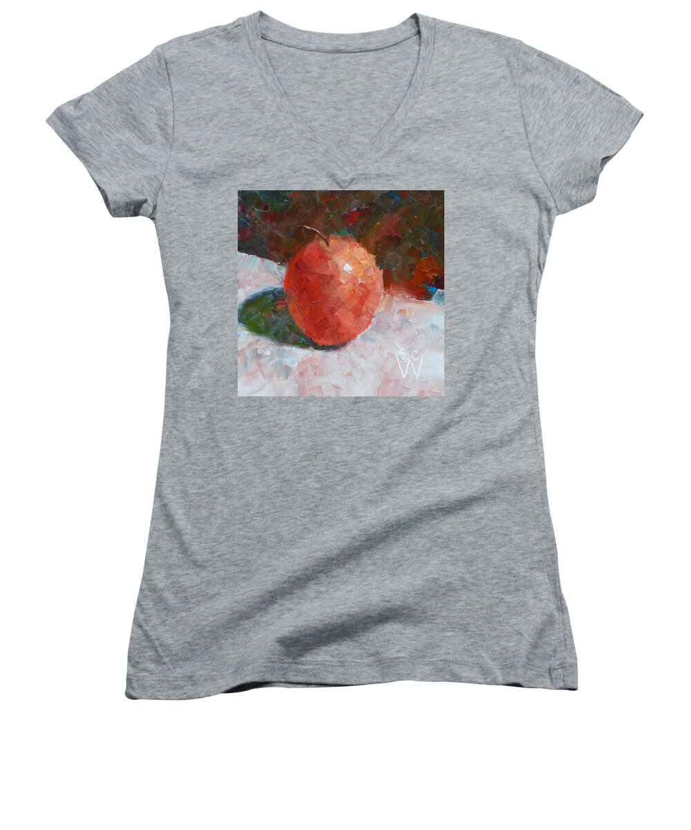 Still Life Women's V-Neck featuring the painting Pacific Rose Gentle by Susan Woodward