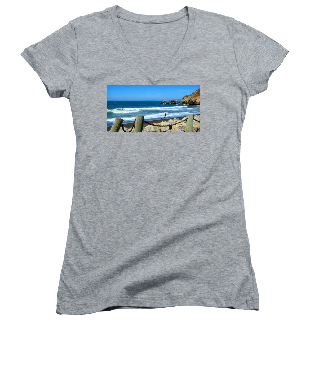 Pacifica Coast Women's V-Neck featuring the photograph Pacifica Coast by Glenn McCarthy Art and Photography
