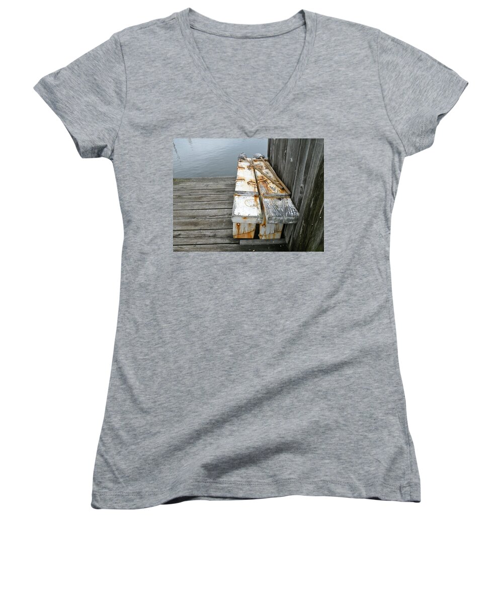 Mystic Women's V-Neck featuring the photograph Paired Up by Anna Ruzsan