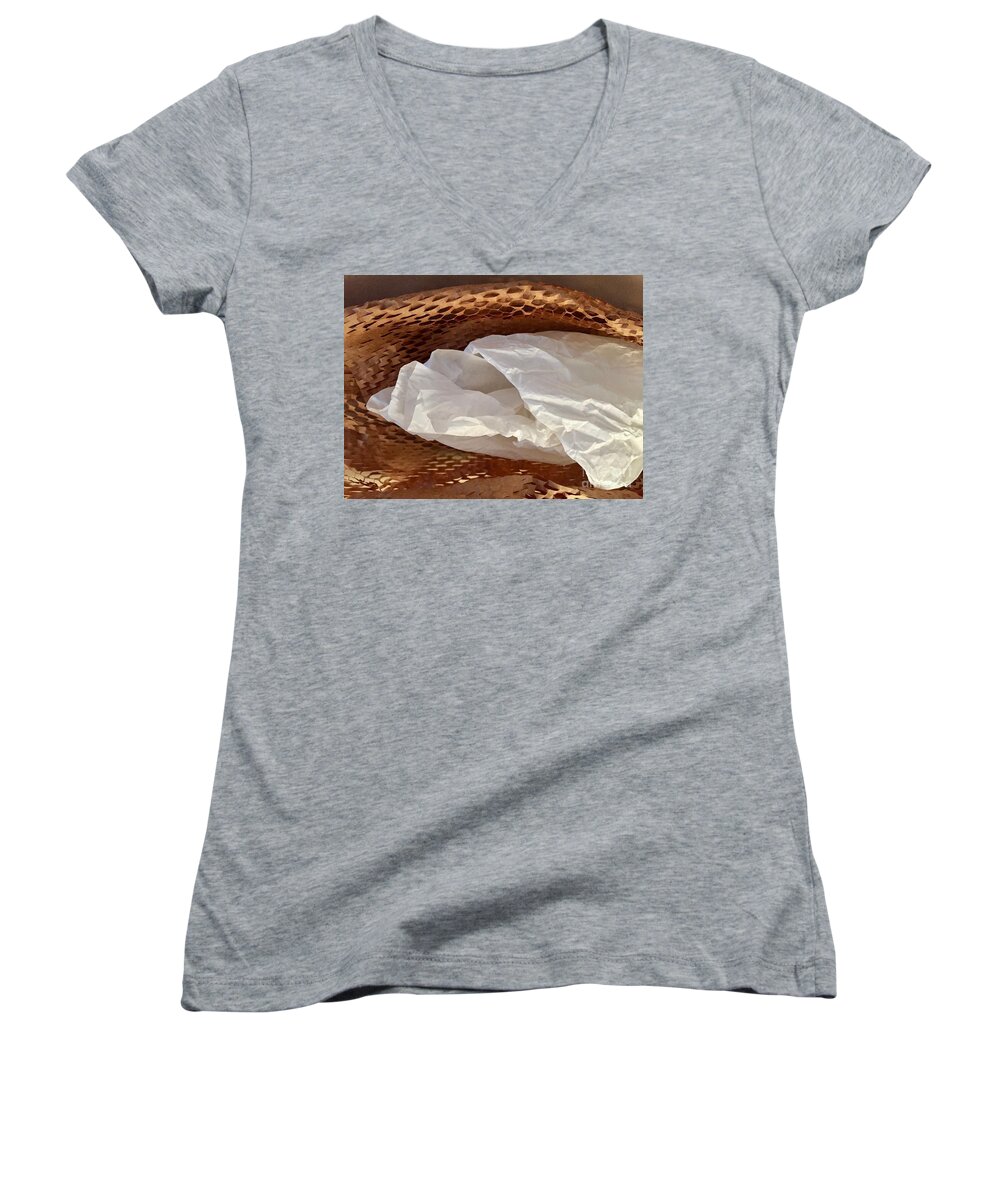 Color Texture Pattern Light Women's V-Neck featuring the photograph Paper Series 1-6 by J Doyne Miller