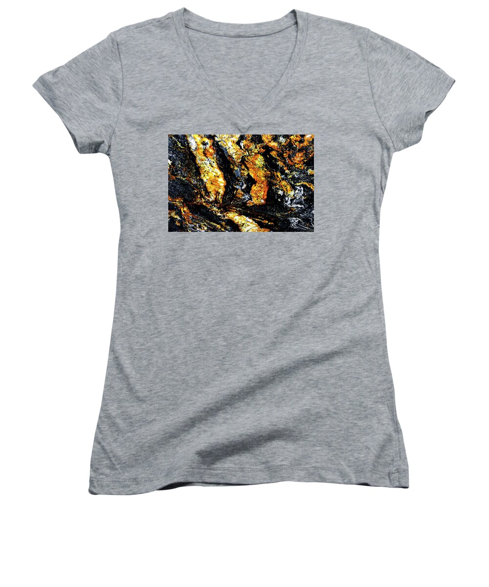 Abstract Women's V-Neck featuring the photograph Patterns in Stone - 185 by Paul W Faust - Impressions of Light