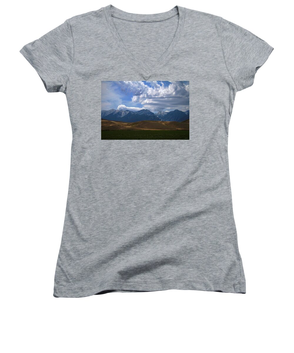 Montana Mountains Women's V-Neck featuring the photograph Pause And Reflect by Joseph Noonan