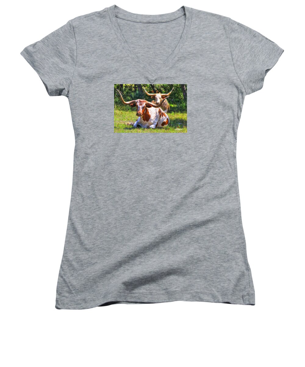 Texas Women's V-Neck featuring the photograph Peaceful Weapons by Daniel George