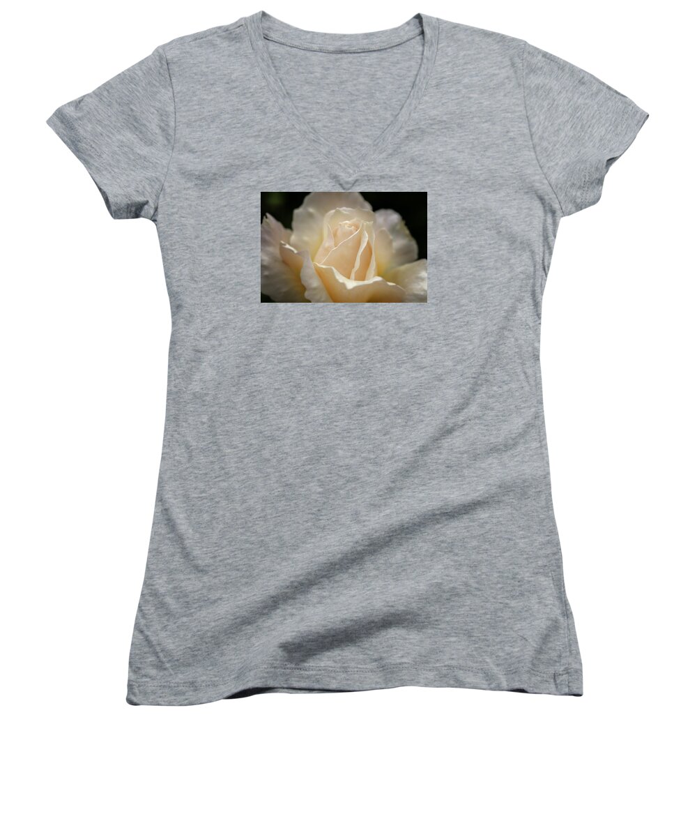 Rose Women's V-Neck featuring the photograph Peach Rose by Mary Angelini