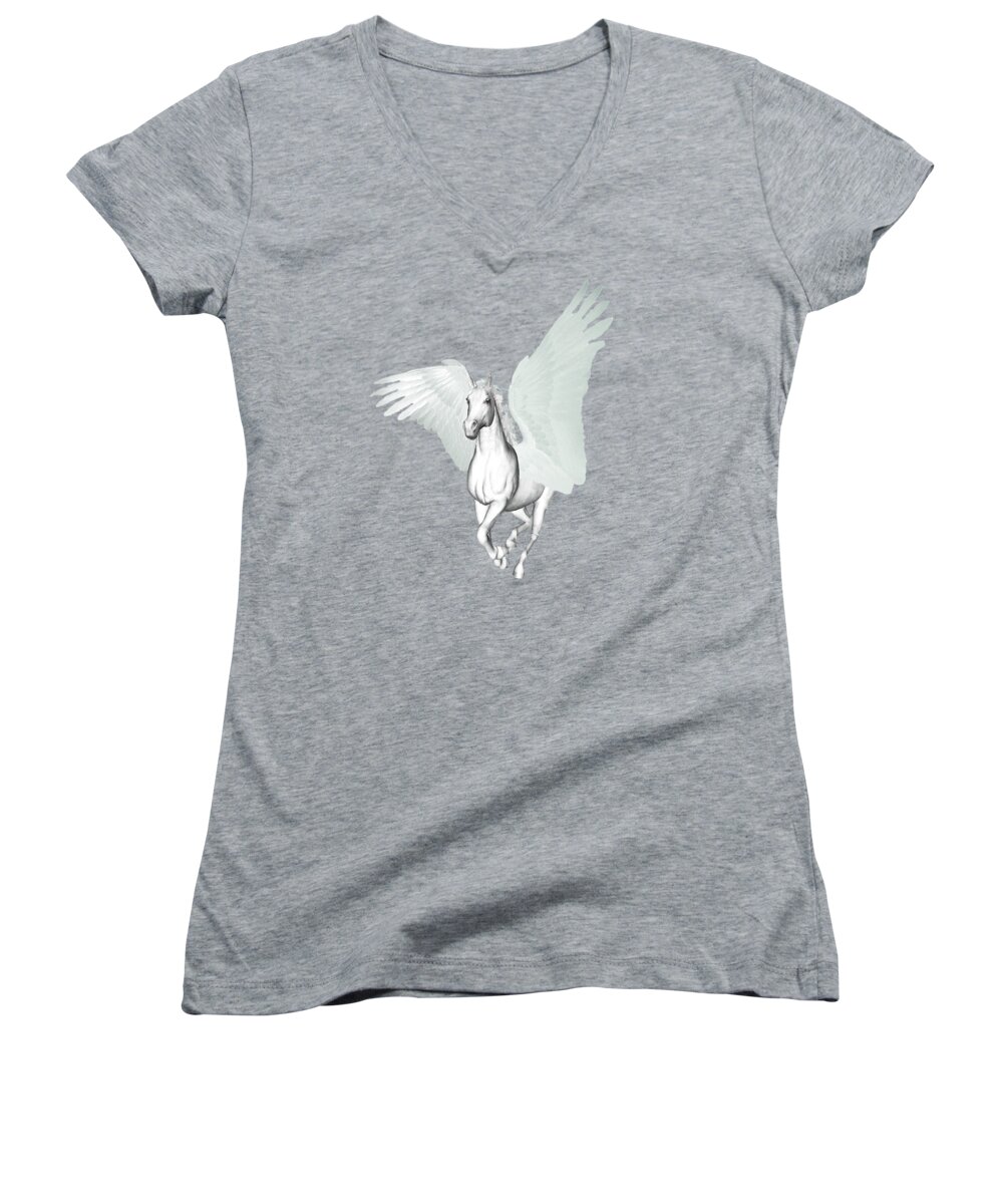 Pegasus Women's V-Neck featuring the painting Pegasus  by Valerie Anne Kelly
