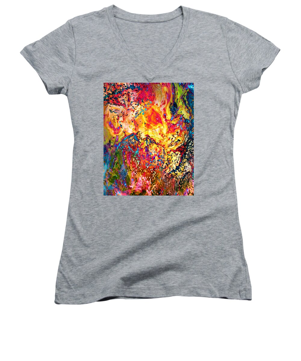 Water Women's V-Neck featuring the digital art Pele by Frances Miller