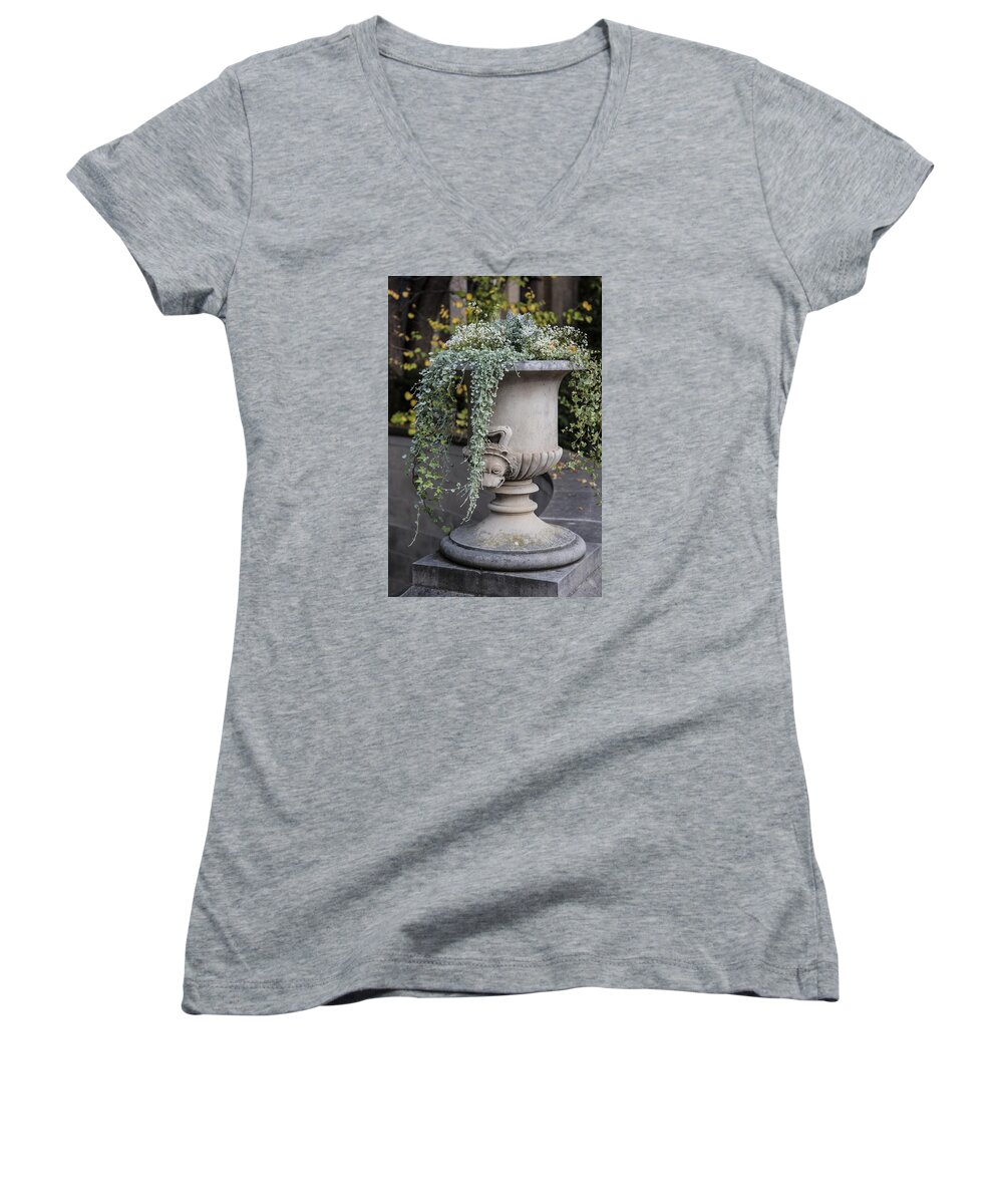 Penn State Women's V-Neck featuring the photograph Penn State Flower Pot by John McGraw