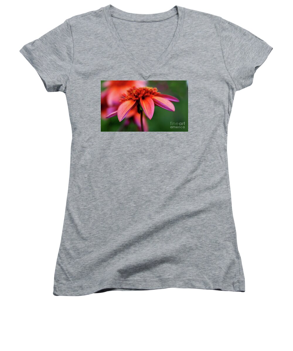 Flower Women's V-Neck featuring the photograph Petal Perfect by Sheila Ping
