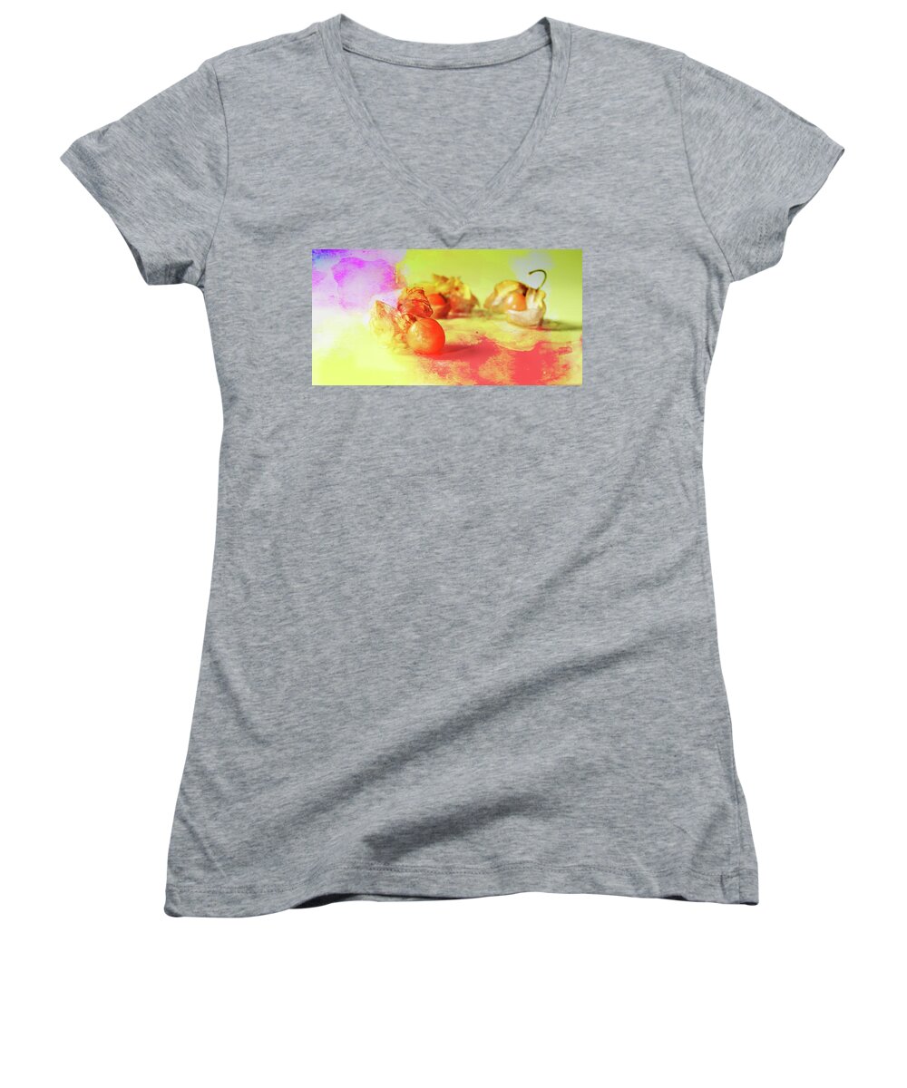 Colorful Women's V-Neck featuring the photograph Phylasis by Christine Sponchia