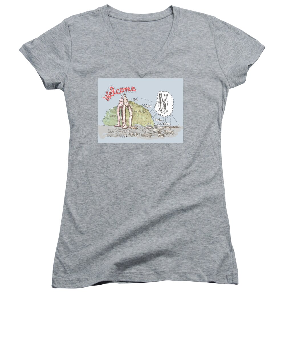 Welcome Women's V-Neck featuring the drawing Piece of Meat by R Allen Swezey
