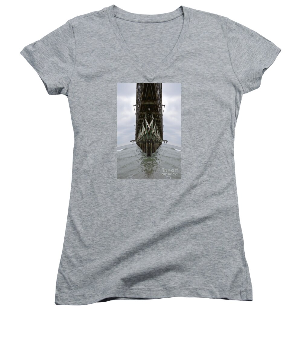 Pier Women's V-Neck featuring the photograph Pier Three by Beverly Shelby