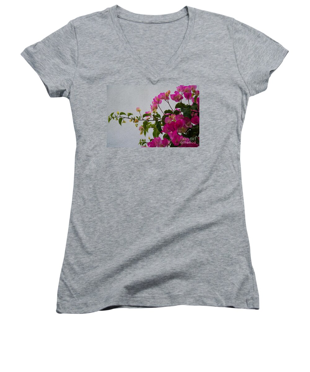 Bougainvillea Women's V-Neck featuring the photograph Pinks Portrait by Linda Shafer