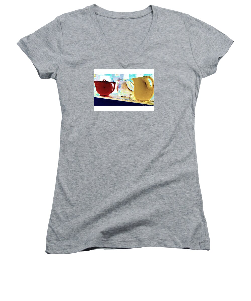 Still Life Women's V-Neck featuring the photograph Pitchers by Diane montana Jansson
