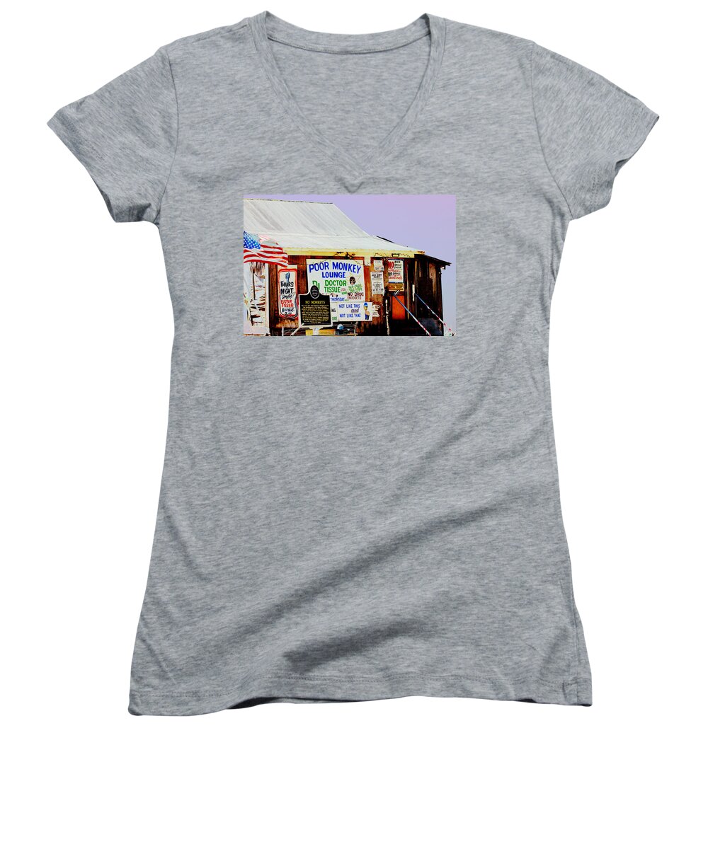 Mississippi Women's V-Neck featuring the photograph Poor Monkey's Juke Joint by Karen Wagner