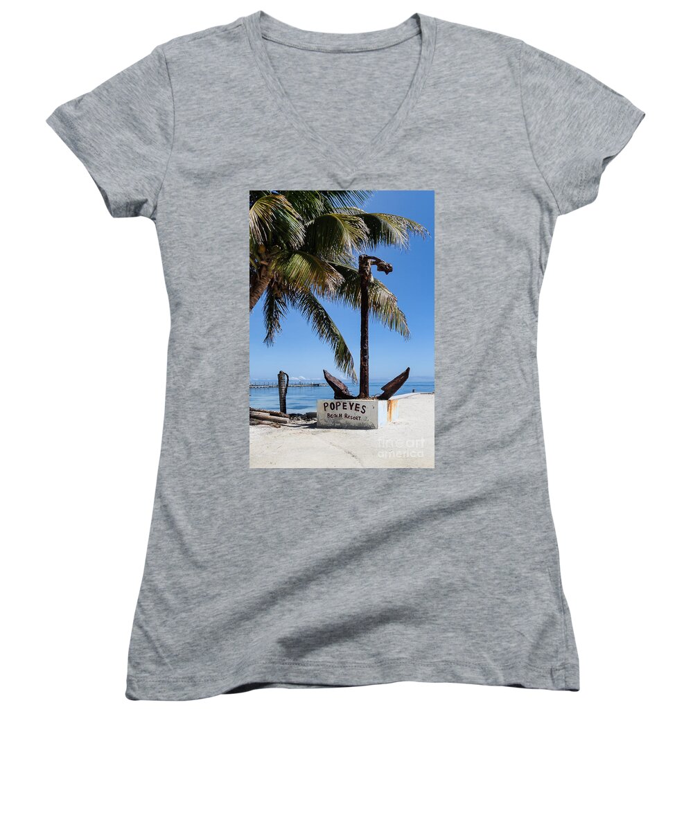 Anchor Women's V-Neck featuring the photograph Popeyes by Lawrence Burry