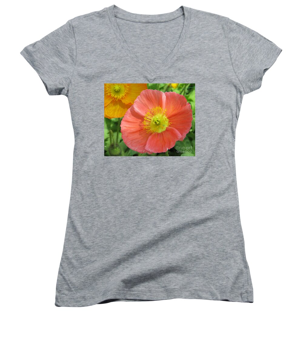 Flower Women's V-Neck featuring the photograph Poppies by Dawn Gari