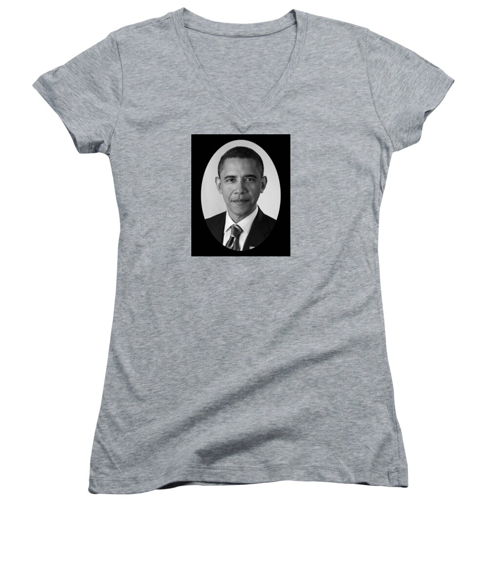 Obama Women's V-Neck featuring the photograph President Barack Obama by War Is Hell Store